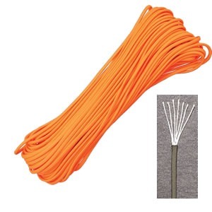 Marbles Outdoors Genuine 550 Parachute Cord 7-Strand - 100 ft- Neon Orange